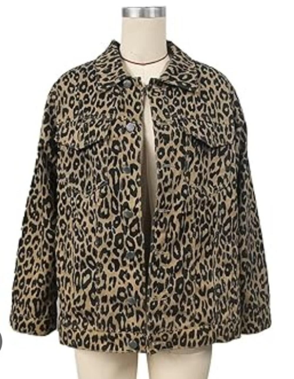 Anna Cai New York Cropped Leopard Print Blazer Jacket Size Small